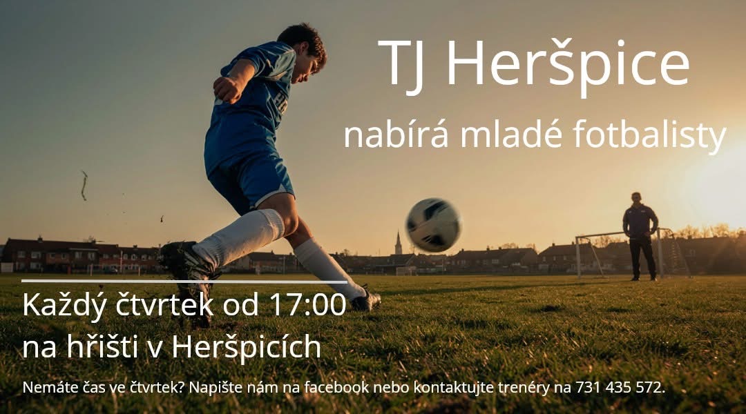 TJ Heršpice nabírá mladé fotbalisty – každý čtvrtek od 17:00 na hřišti v Heršpicích